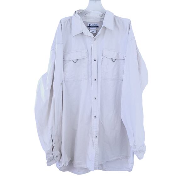 Columbia Button Down Shirt 3XT Tall Beige Collared Outdoor Hiking Gorpcore Vente - Picture 1 of 5